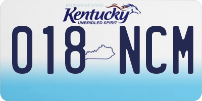 KY license plate 018NCM