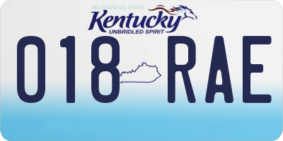 KY license plate 018RAE