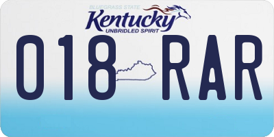 KY license plate 018RAR