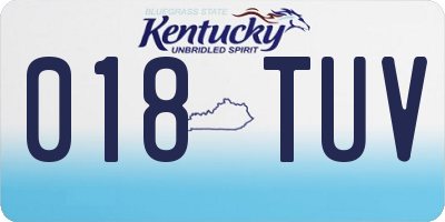 KY license plate 018TUV