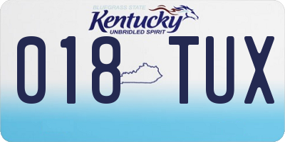 KY license plate 018TUX