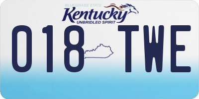 KY license plate 018TWE