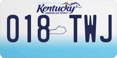 KY license plate 018TWJ
