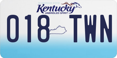 KY license plate 018TWN