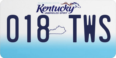 KY license plate 018TWS