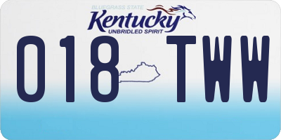 KY license plate 018TWW