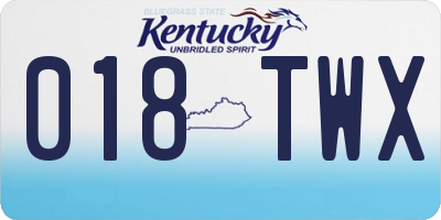 KY license plate 018TWX
