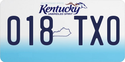 KY license plate 018TXO