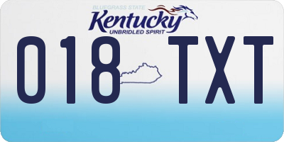 KY license plate 018TXT