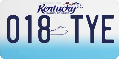 KY license plate 018TYE