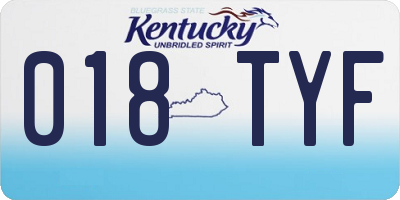 KY license plate 018TYF