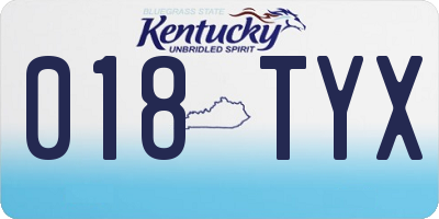 KY license plate 018TYX