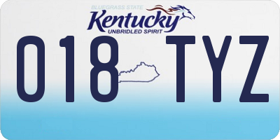 KY license plate 018TYZ