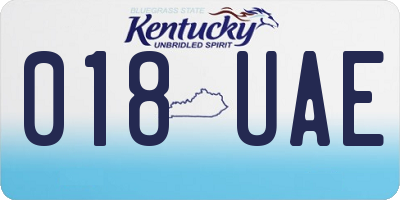 KY license plate 018UAE