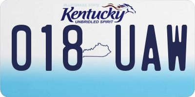 KY license plate 018UAW