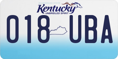 KY license plate 018UBA