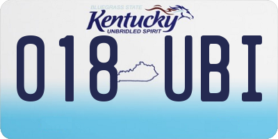 KY license plate 018UBI