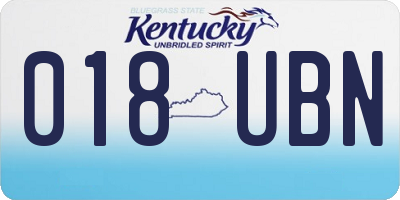 KY license plate 018UBN