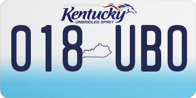 KY license plate 018UBO