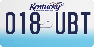 KY license plate 018UBT