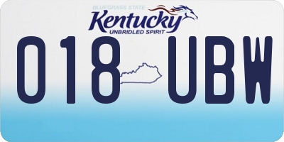 KY license plate 018UBW