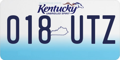 KY license plate 018UTZ