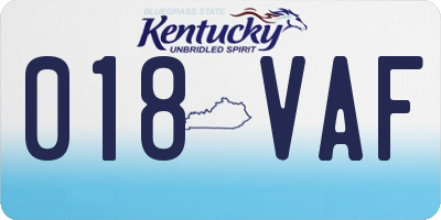 KY license plate 018VAF