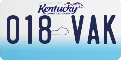 KY license plate 018VAK