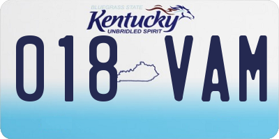 KY license plate 018VAM