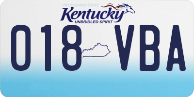KY license plate 018VBA