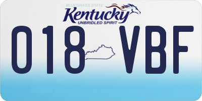 KY license plate 018VBF