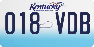 KY license plate 018VDB