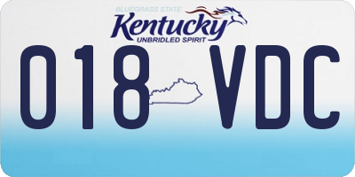 KY license plate 018VDC