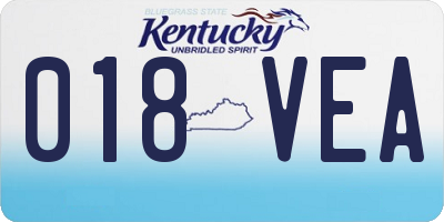 KY license plate 018VEA
