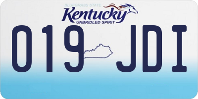 KY license plate 019JDI