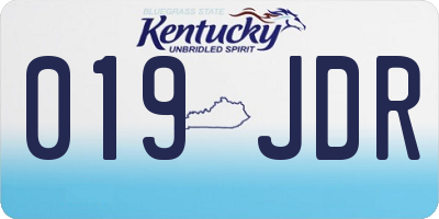 KY license plate 019JDR