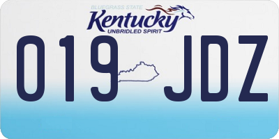 KY license plate 019JDZ
