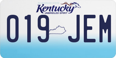 KY license plate 019JEM