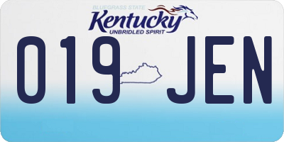 KY license plate 019JEN