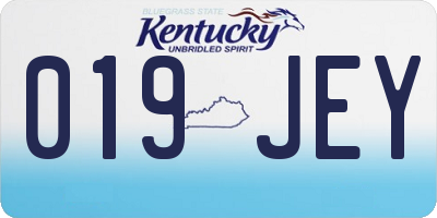KY license plate 019JEY