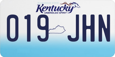 KY license plate 019JHN