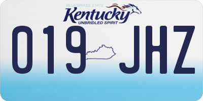 KY license plate 019JHZ