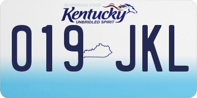 KY license plate 019JKL