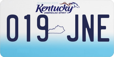 KY license plate 019JNE