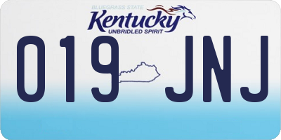 KY license plate 019JNJ