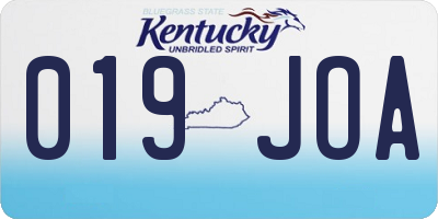 KY license plate 019JOA