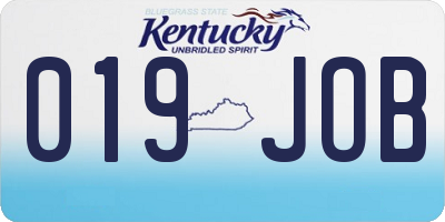 KY license plate 019JOB