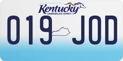 KY license plate 019JOD