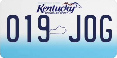 KY license plate 019JOG