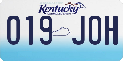KY license plate 019JOH